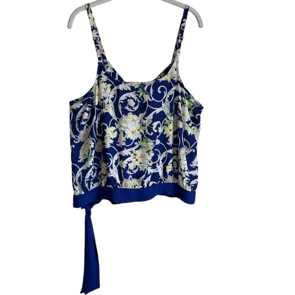 Soho New York & Co Multicolor Sleeveless Faux Wrap Tie Front Blouse - Size XL - Picture 2 of 6